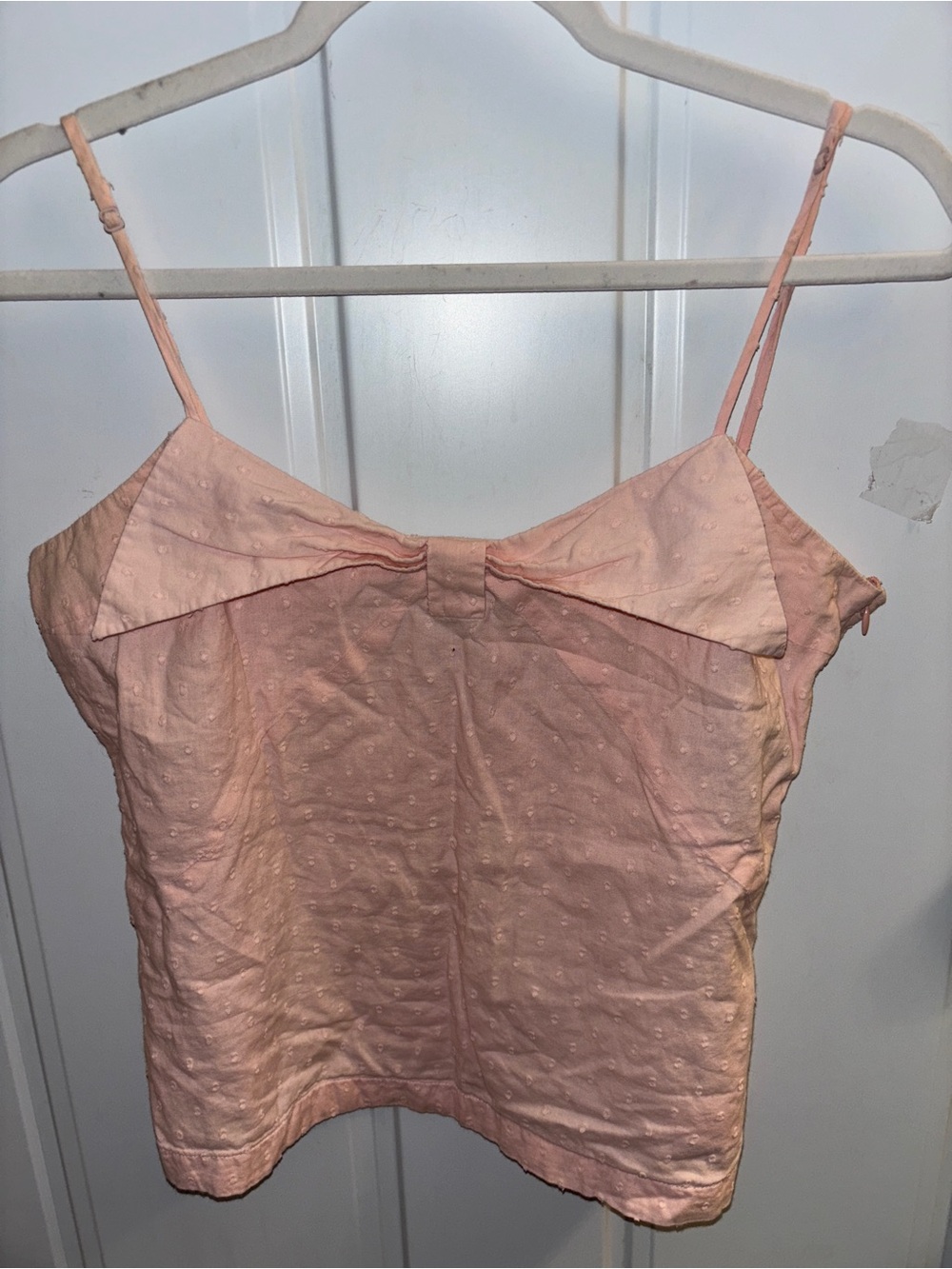 Volcom Light Pink Polka Dot Cami with Front Bow~Large Juniors